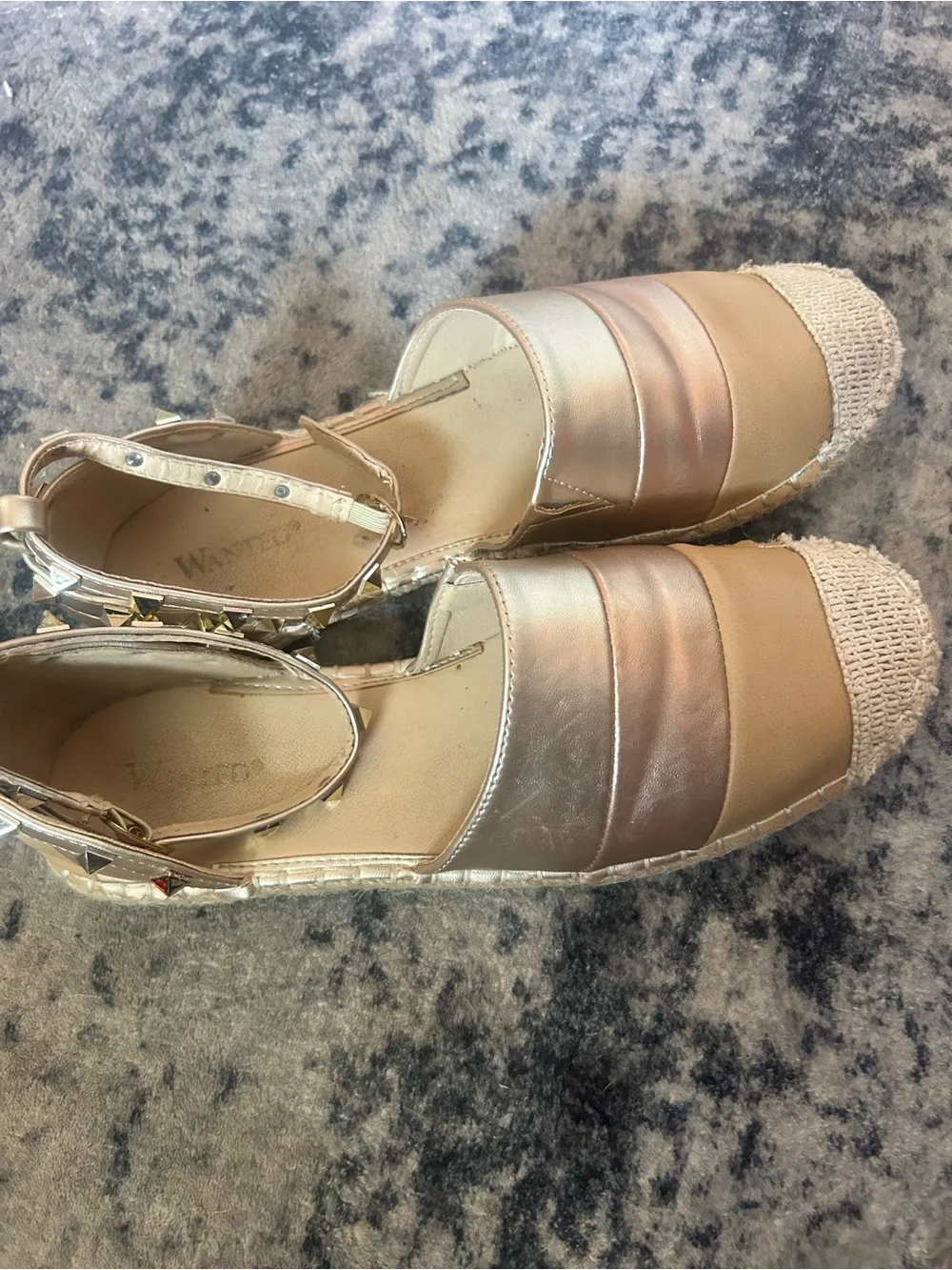 Wanted Metallic Gold Espadrille Ankle-Strap Flats